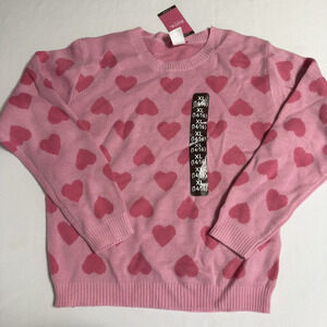 Zunie Girls Valentines Day Sweater Size XL (14/16) Pink Hearts